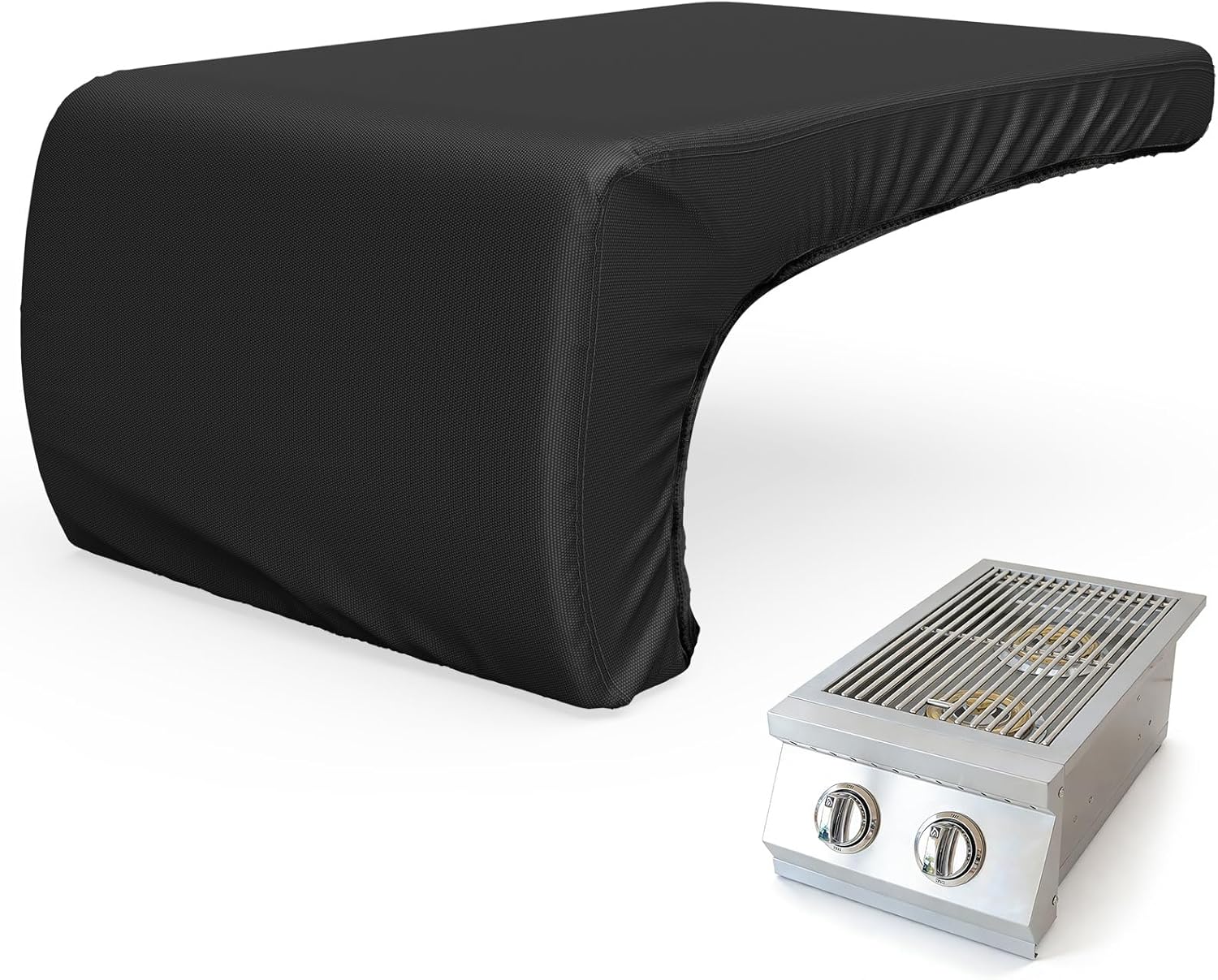 STARTWO Grill Cover for Built-in Double Side Burners,Black Heavy Duty Waterproof Outdoor Blaze Grill Burner Cover with Sun-Protective PU-Coated Lining,Suitable 24" L x 13" W x 11" H