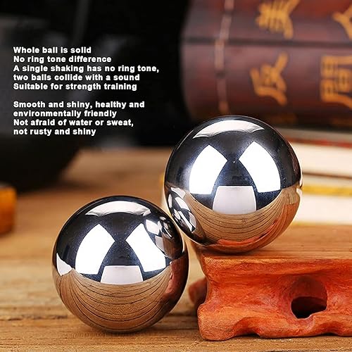 Miniatura 7 de Bola de acero de mano, 2 bolas de acero de mano, bolas de baoding de acero inoxidable, bolas de meditación, utilizadas para recuperación de función