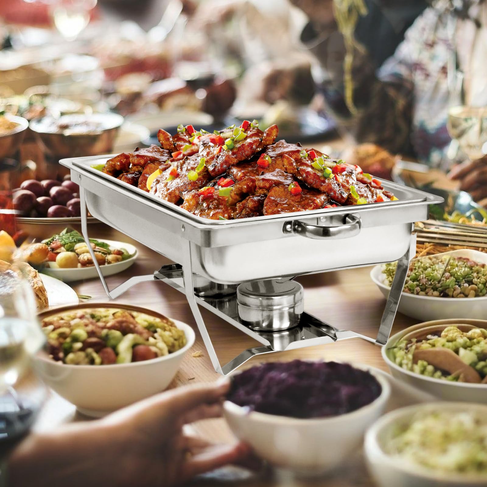 Juego de platos de rozaduras, 1 paquete, 8 cuartos de galón, rectangular, para catering, fiesta, festival