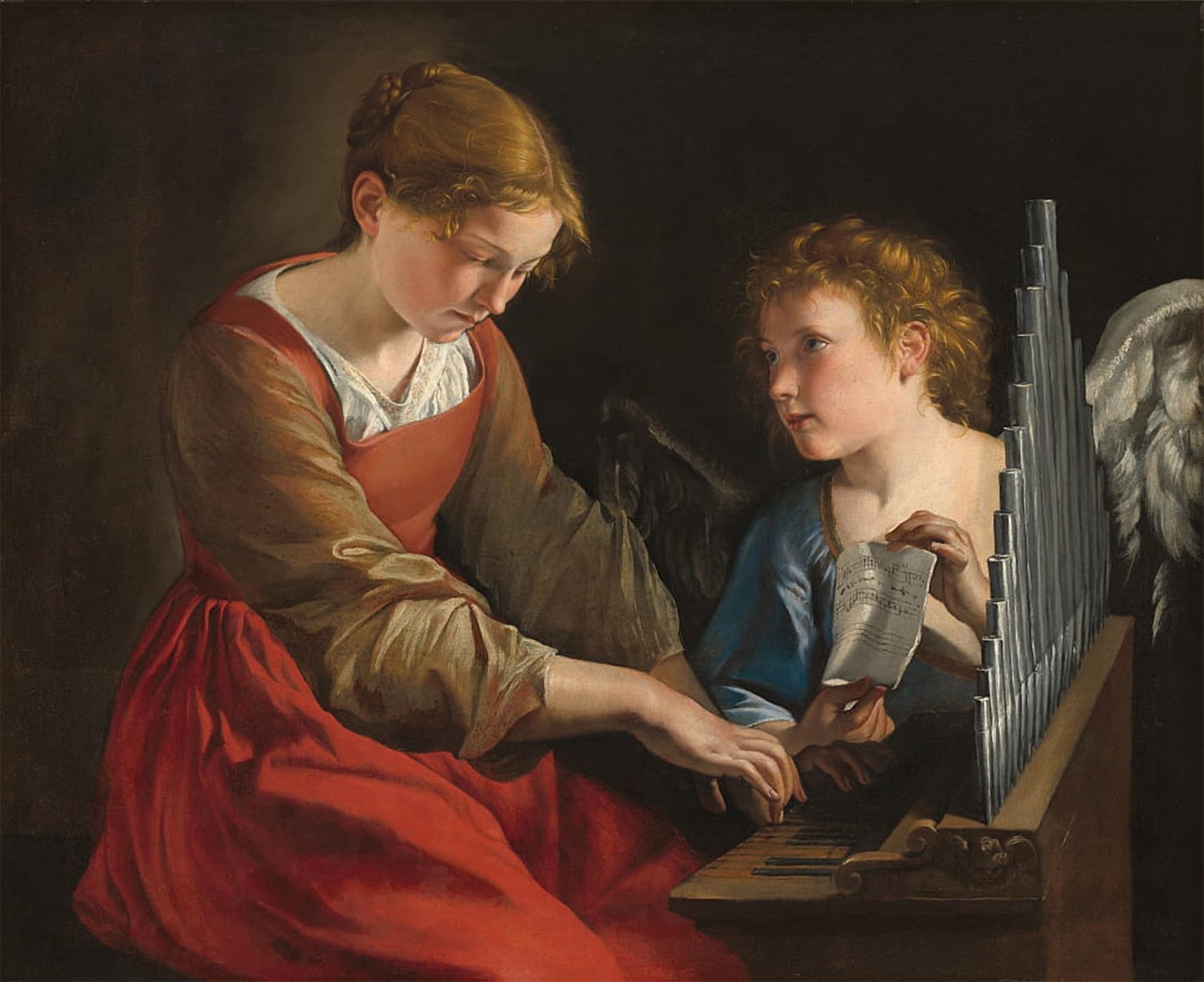 Cuadro en lienzo de Santa Cecilia, 60x90cm para pared de dormitorio 5