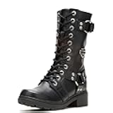 Women's EDA Leather Motorcycle Casual Boot
