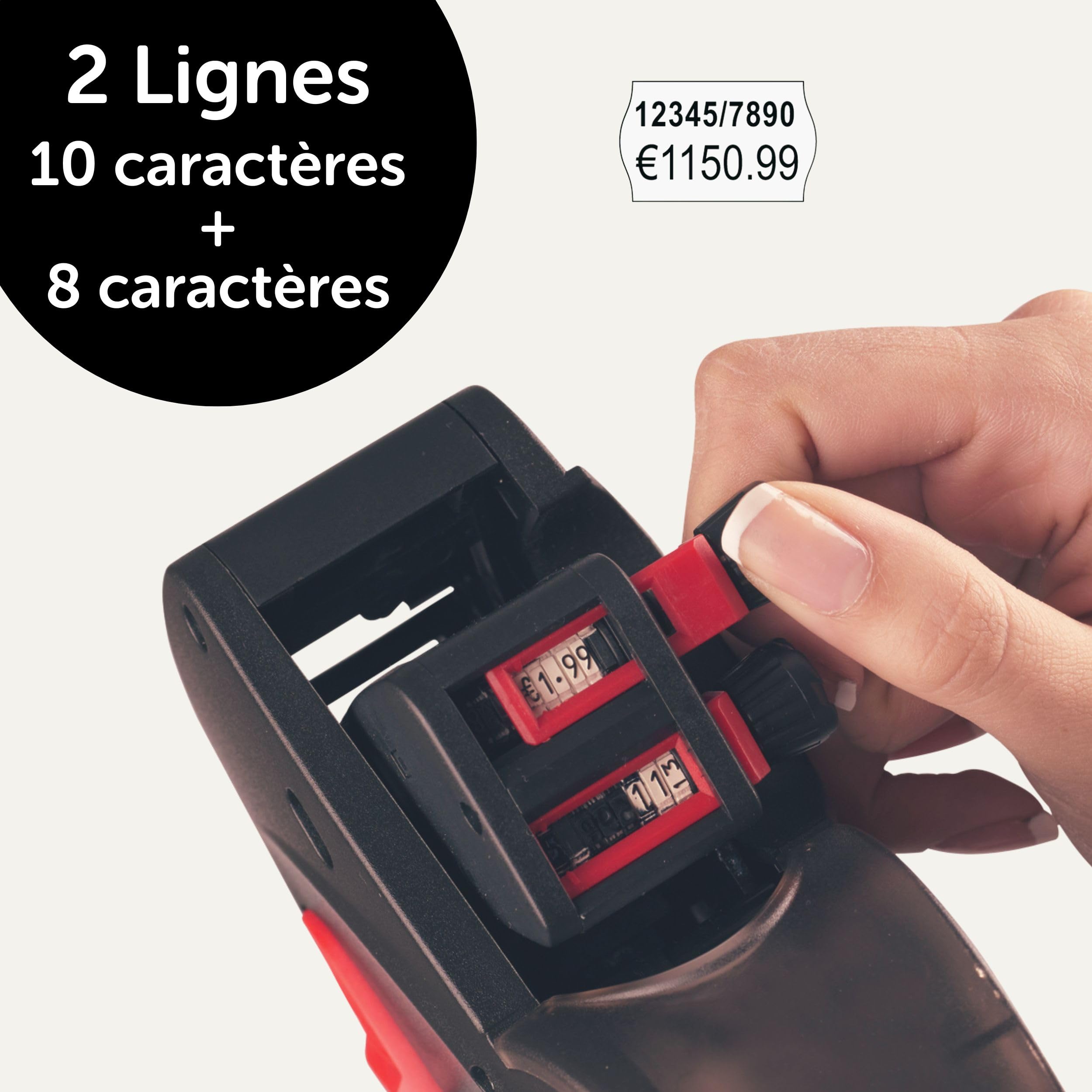 AVERY - Pince à étiqueter 2 lignes (10+8 caractères)+ 1 rouleau encreur et 1 rouleau de 1200 étiquettes (26 x 16 mm)