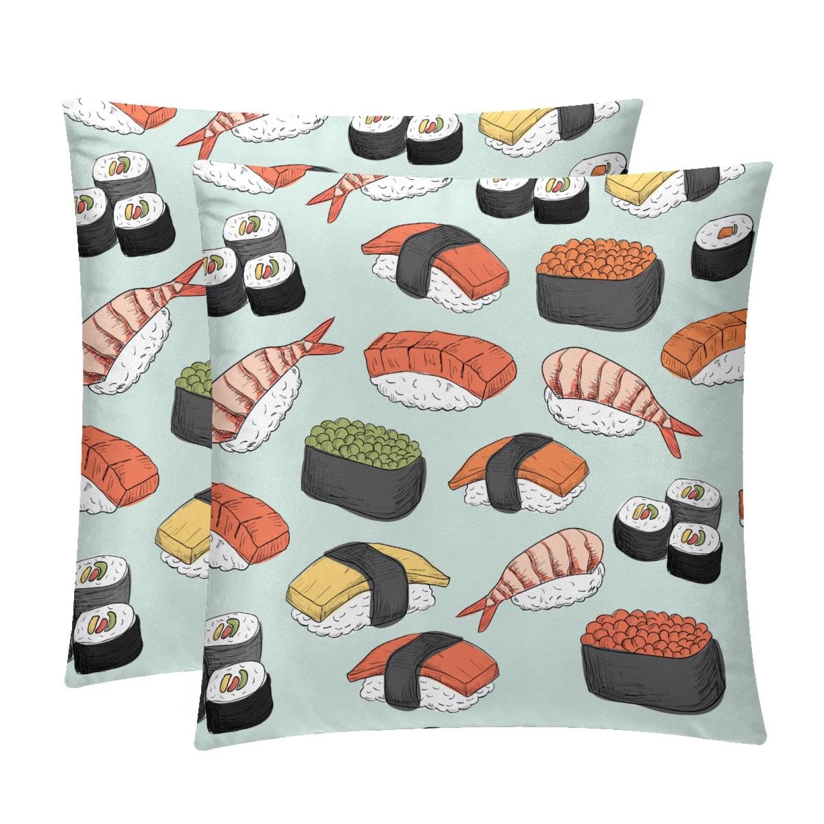 TDGKPZ Sushi Throw Pillow Covers 2 Pack Cushion Cases Decorative Pillow Cases Home Decor 45x45cm