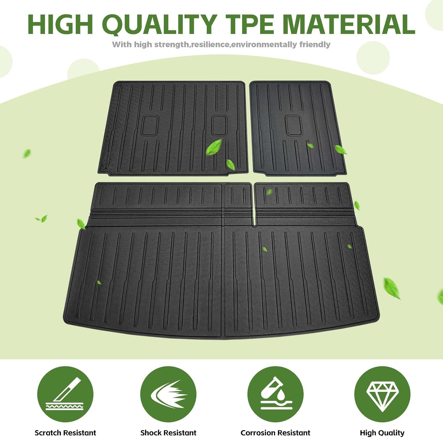 Cargo Liners for 2018-2024 Ford Expedition/Lincoln Navigator Trunk Mat with 3rd Row Seat Back Cover Accessories, All Weather Rear Cargo Mat Backrest Protector (Not for Max & L Models)