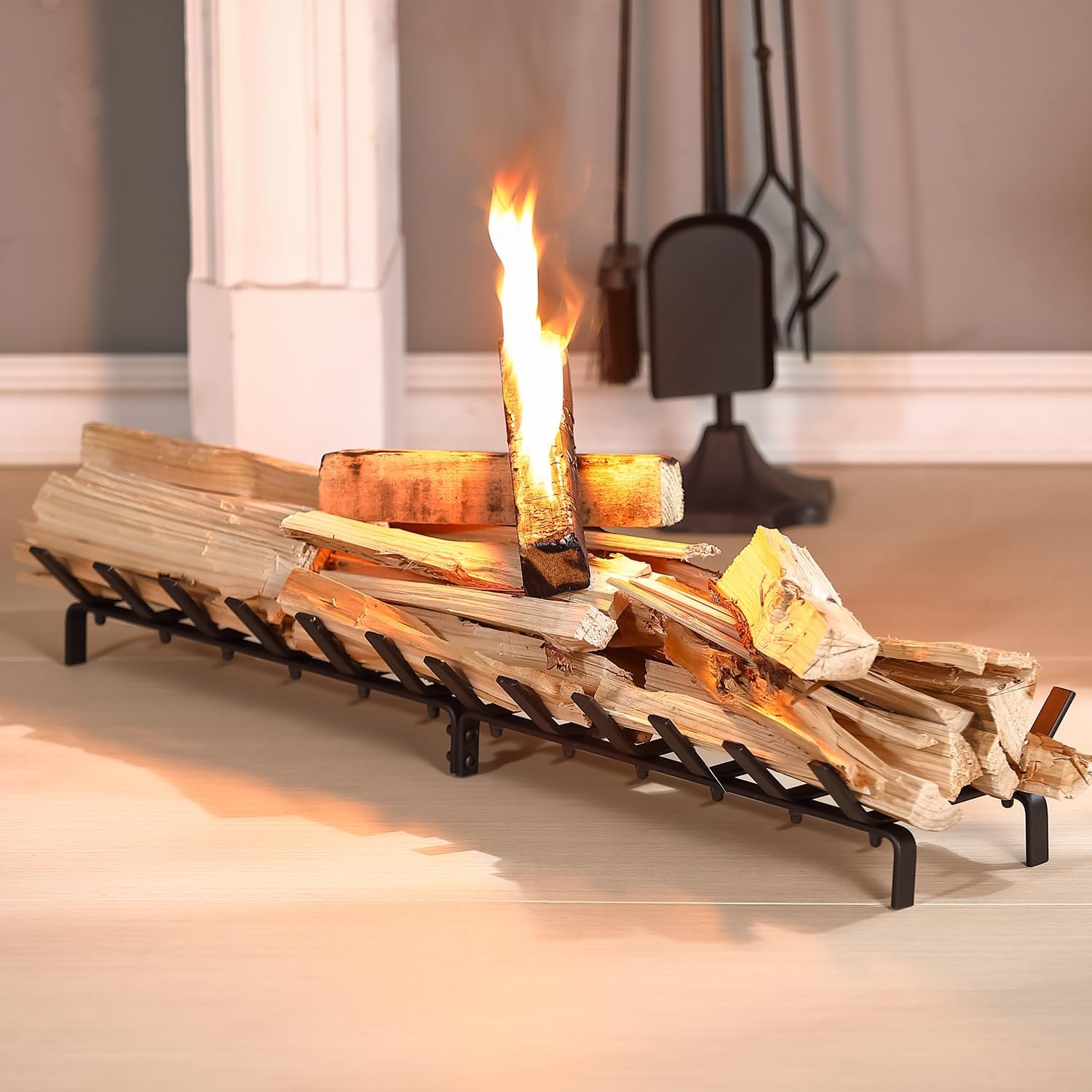 MinWadil Fireplace Log Grate 34 Inch Fireplace Grate Rack