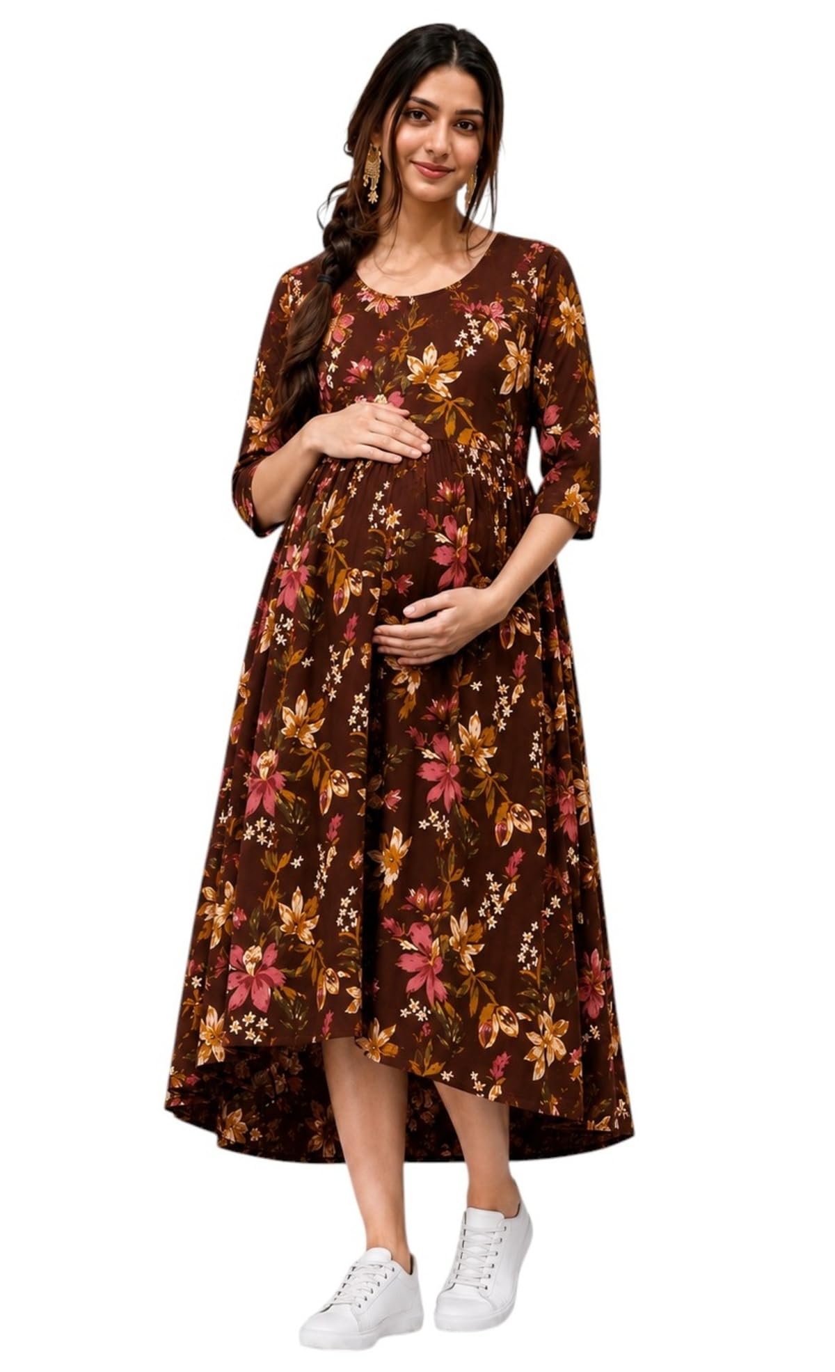 Women's Cotton Feeding Kurta Set for Women with Zip Maternity Dresses Anarkali Breast Feeding Moms Kurti Nursing, Pregnancy, Postpartum Wear-picture-12