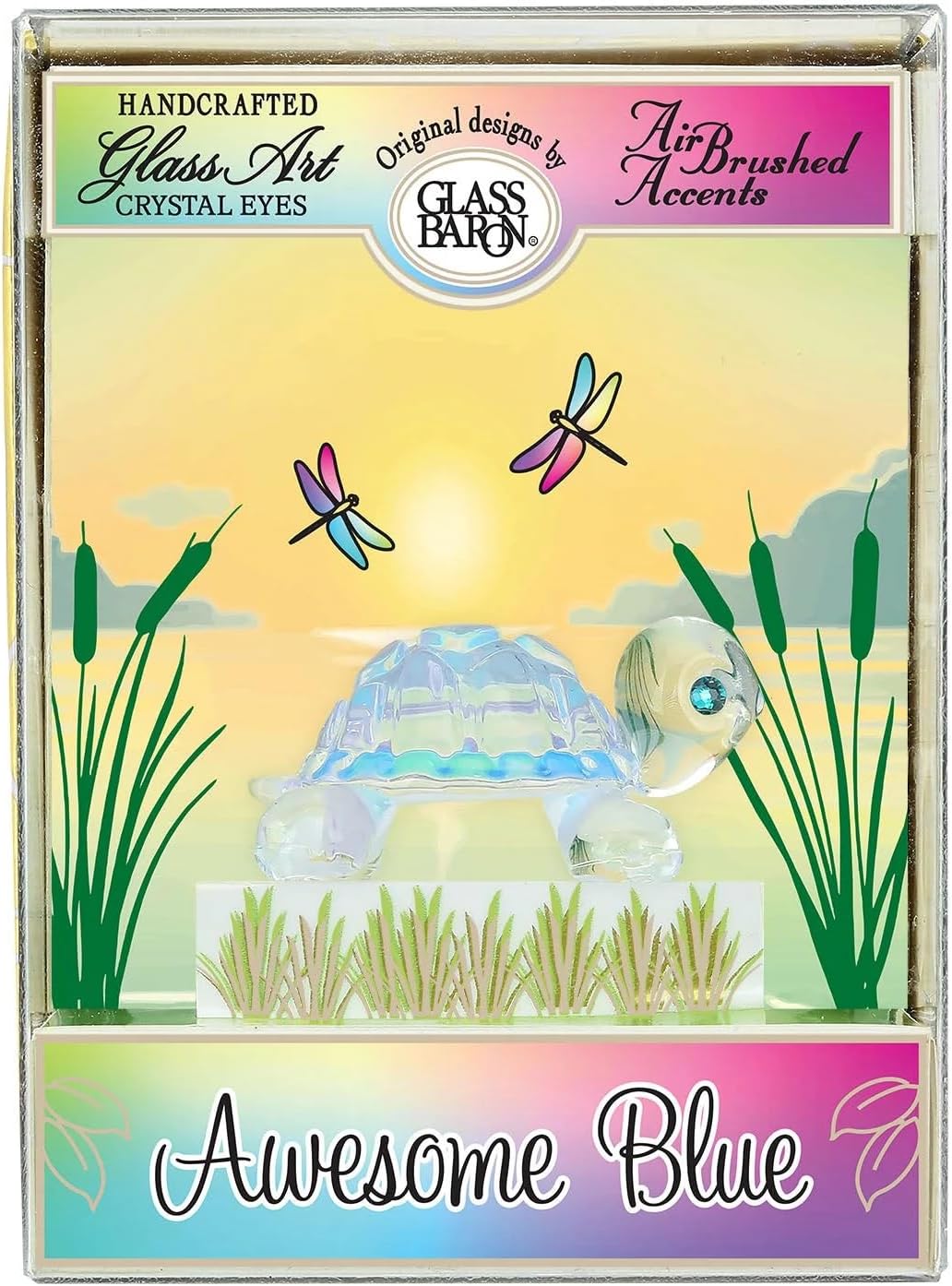 Glass Baron Keepsake Box Turtle 'Awesome Blue' Figurine