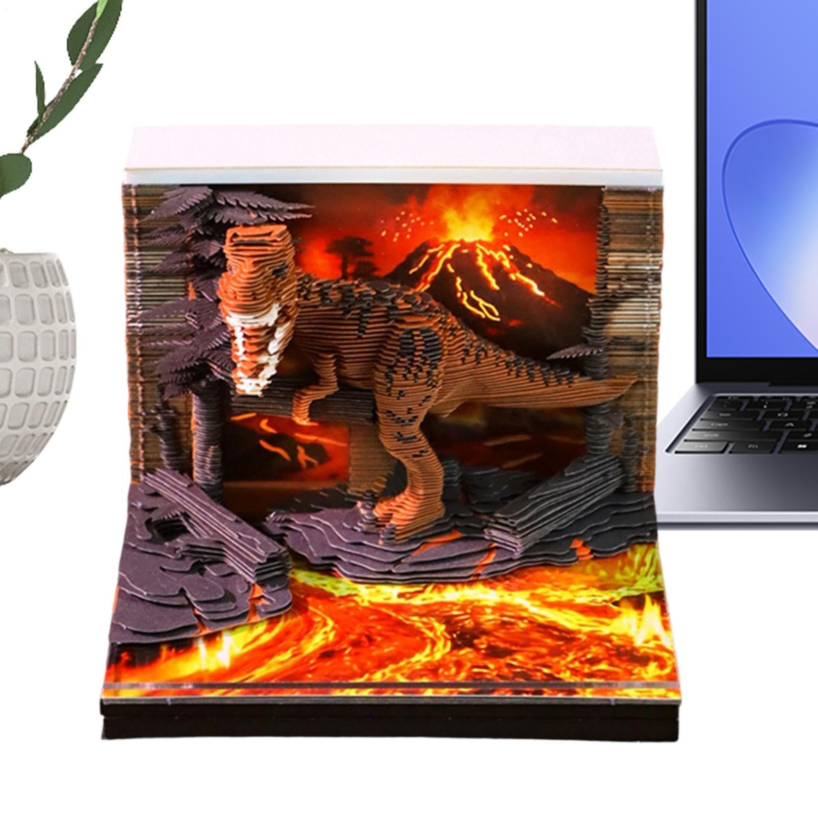 Calendrier De Bureau 3D 2027 Bloc-Notes Dinosaure avec Art de Sculpture sur