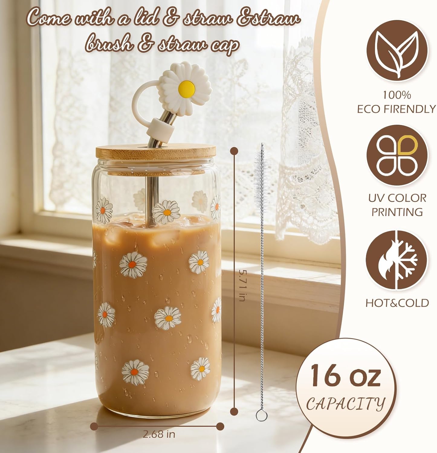 Birthday Gifts for Women, Teen Girls, Her, Unique Happy Birthday Gift Baskets for Best Friend Sister Daughter, Women Christmas Gifts Box for Girls Wife Girlfriends, 10pcs Cute Daisy Gift Set(Brown) - Image 3