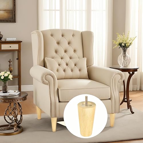 Miniatura 3 de Patas redondas de muebles sólidas de 5 pulgadas, patas rectas cónicas de madera maciza para sofá, patas de repuesto para silla, tocador, sofá, mesa,