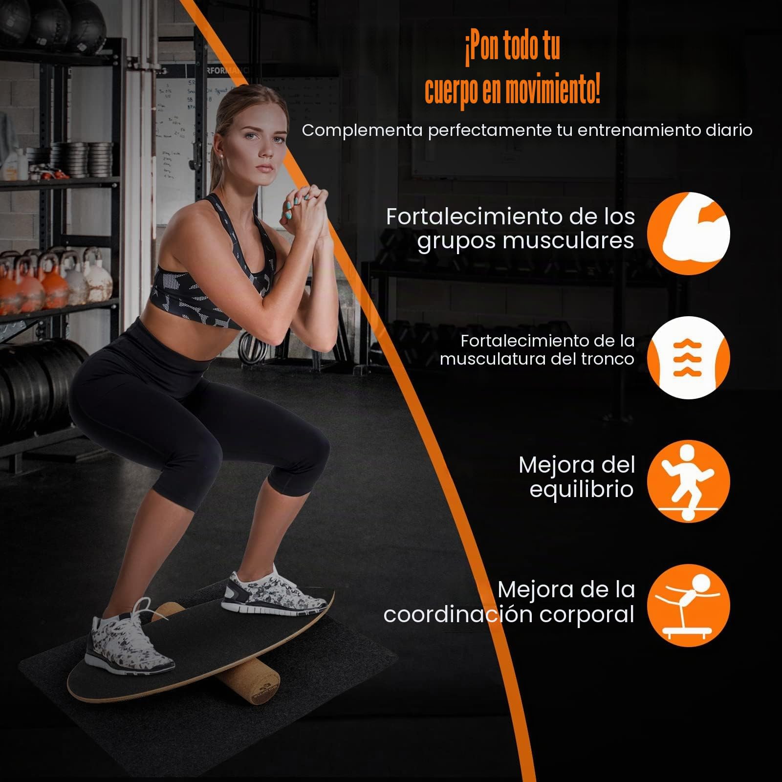 FANTASK Tabla de equilibrio de madera, tabla de equilibrio, tabla de equilibrio para el hogar, incluye rodillo de corcho, tabla de equilibrio de 8 capas de madera prensada de alta calidad