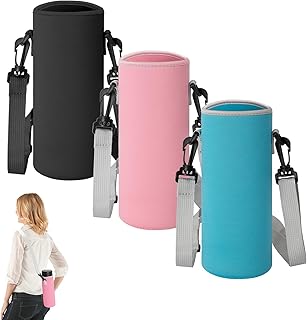 Housses Isothermes pour Bouteille d'eau 500ml Portables Sac Bouteille d'eau Porte-Bouteille Thermos avec Bandoulière Réglable pour le Camping la Randonnée 3 Pièces