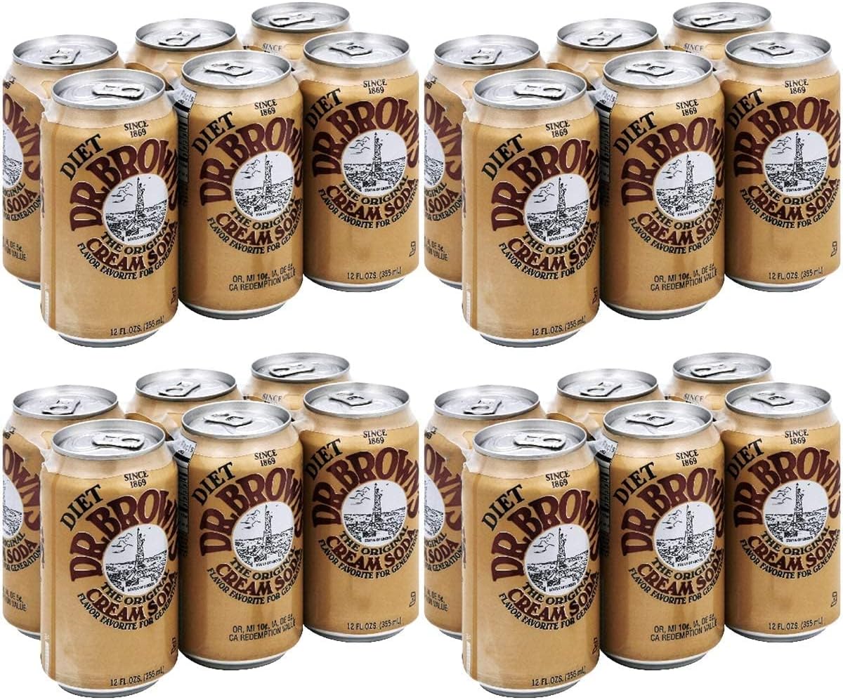 Dr. Brown Soda Cream Soda Diet 6 pack, 12-ounces (Pack of 4)