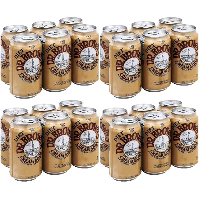 Dr Brown Soda Cream Soda Diet 6 pack 12-ounces Pack of 4