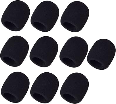 Mudder 10 Pack Microphone Covers Foam Microphone Windscreen Mic Covers Thick Handheld Stage Disposable Mic Pop Filter Suitable for Most Standard Black