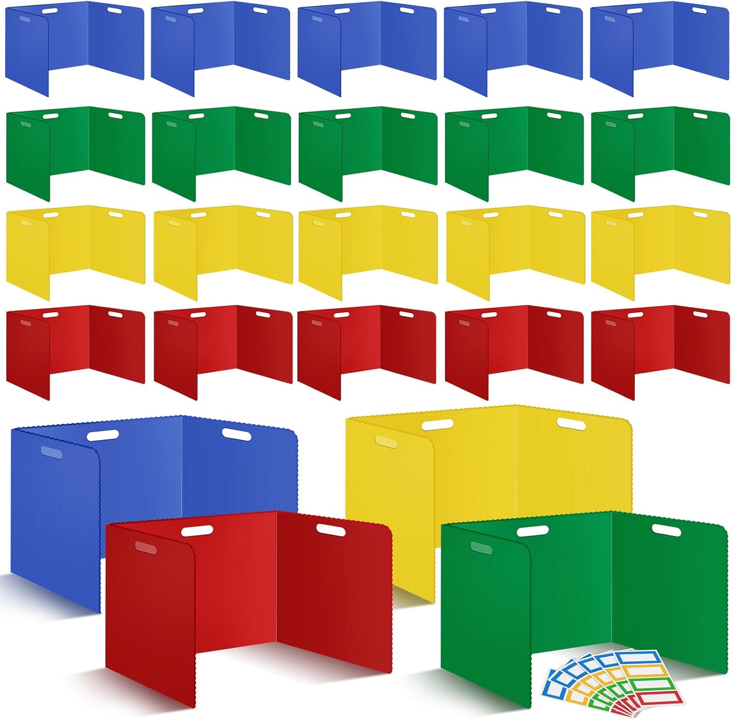 24Pack Desk Dividers for Students 14 × 17.5 × 14 Inch Plastic Durable and Waterproof Black Privacy Folders Shields Test Dividers with Classroom Privacy Boards for School Study Supplies (Muticolored)