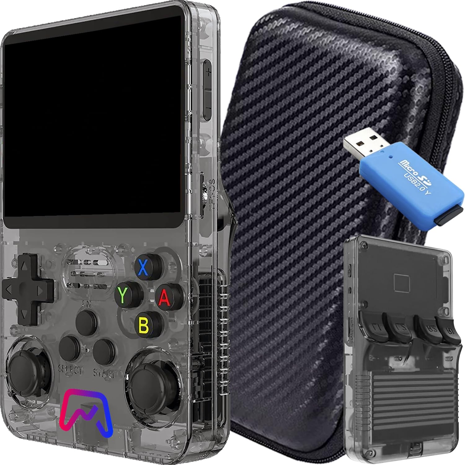 SVP Game - R36S Console rétro portable 40 000 jeux et 25 émulateurs d'arcade PSP PS1 N64 NDS SN GB GBA GBC SNES NES CPS MAME Atari - Game Console, jeux vidéo classiques (noir 128 Go + étui + USB)