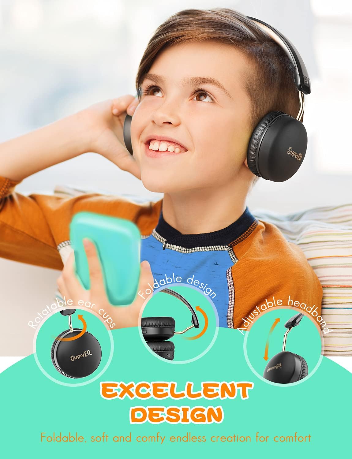 SuperEQ S8 headphone design features