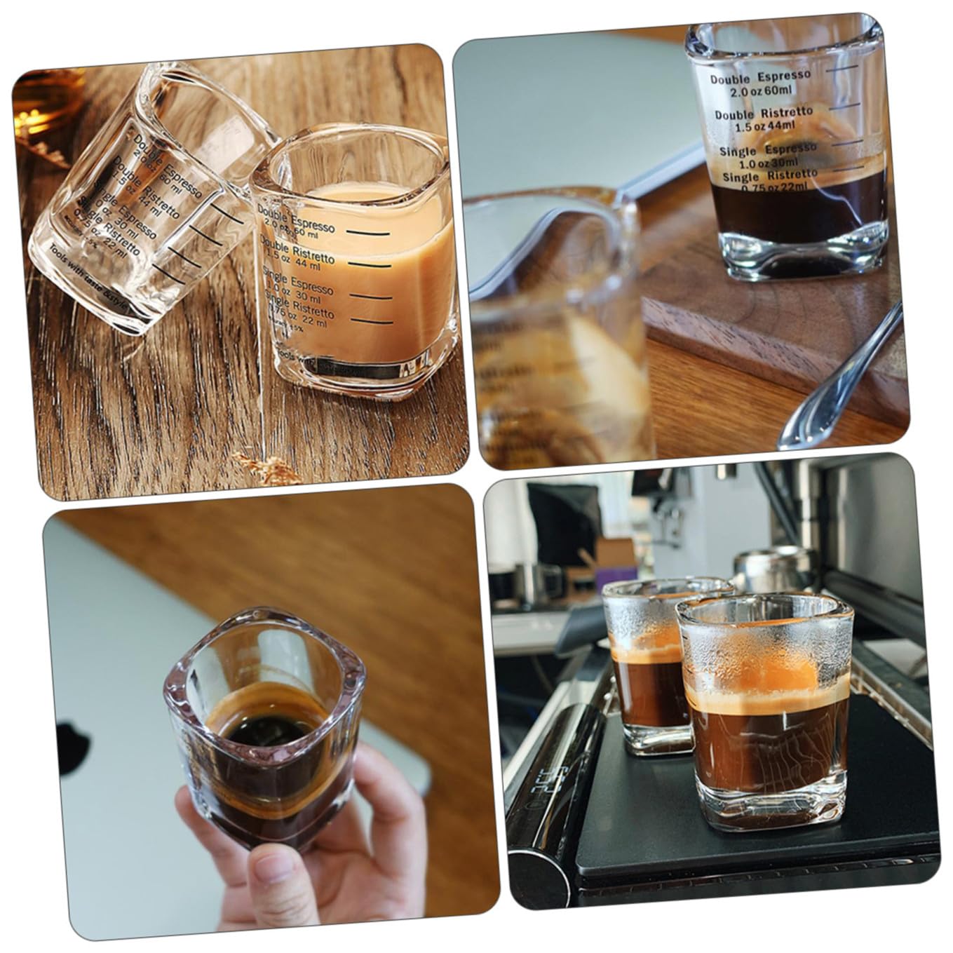 6 Stück Espressotassen aus Glas mit Skalenmarkierung 60ml Temperaturbeständig für Kaffeezubehör und Zuhause