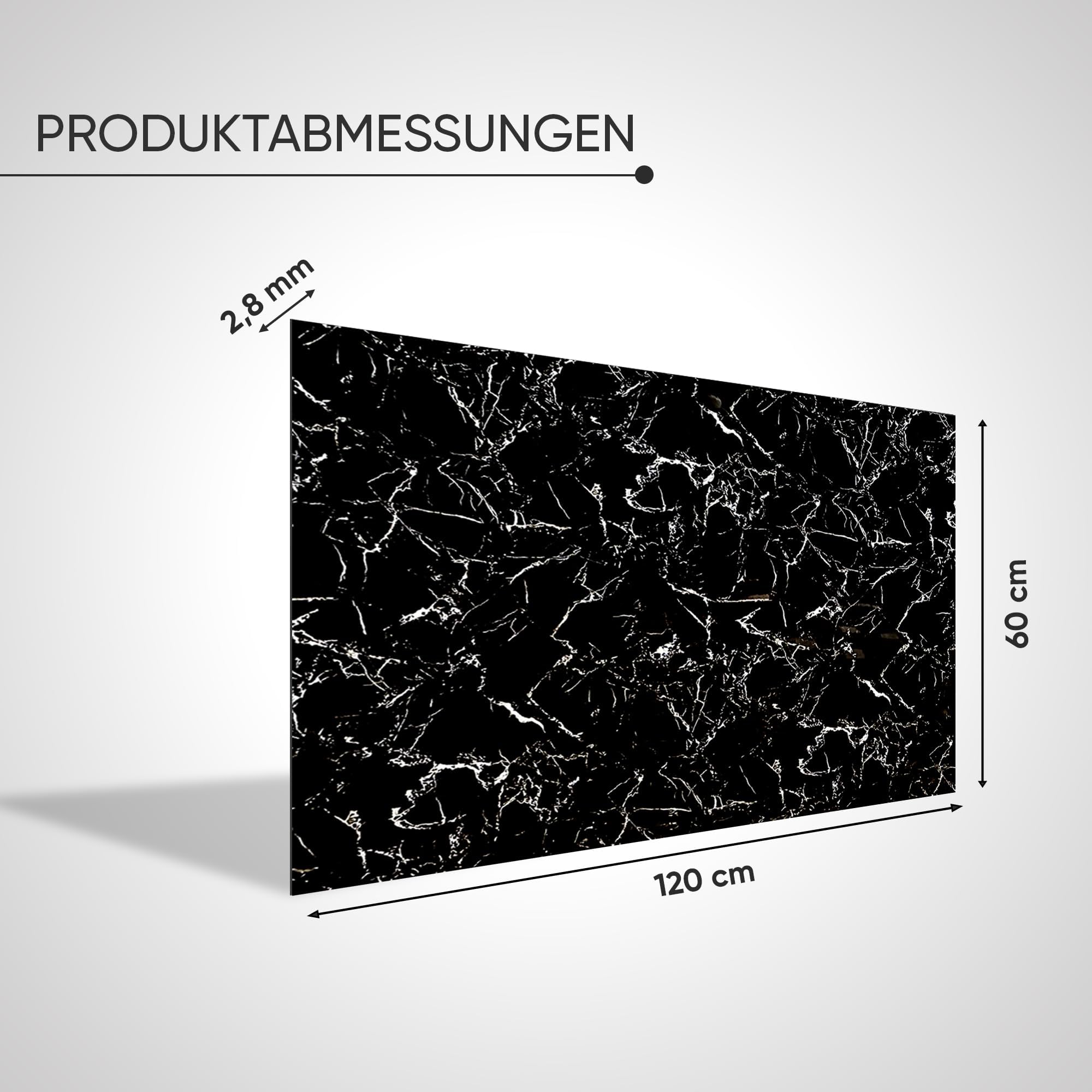 PVC Wandpaneele in Marmoroptik | 60x120 cm | 2 Stück | PVC Wandverkleidung aus Kunststoffplatten für Küche, Bad & mehr | Küchenrückwand Platte Wandpaneel (2, Schwarz Weiß)