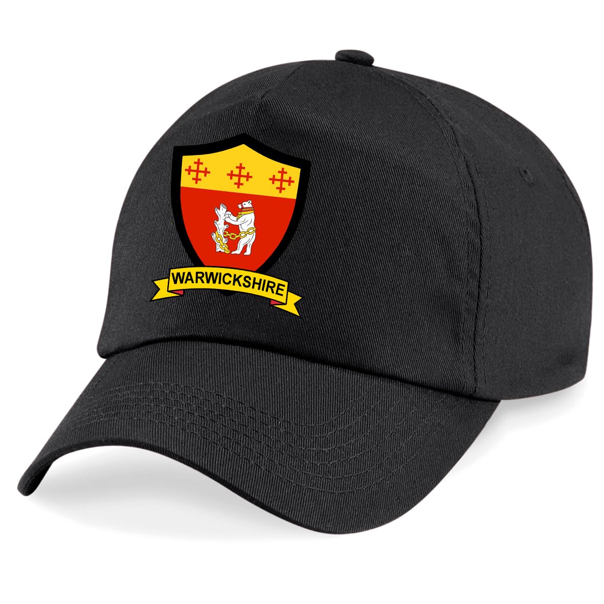 Warwickshire County Embroidered Baseball Cap Cricket Sport Your County Embroidery (Black)