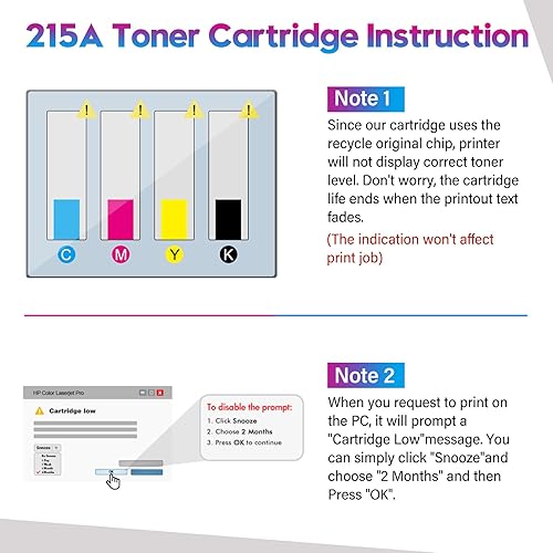 Miniatura 4 de ONLYU Cartuchos de tóner 215A con CHIP, repuesto para cartuchos de tóner HP 215A, paquete de 4 unidades, funciona con HP Color Laserjet Pro M155, HP