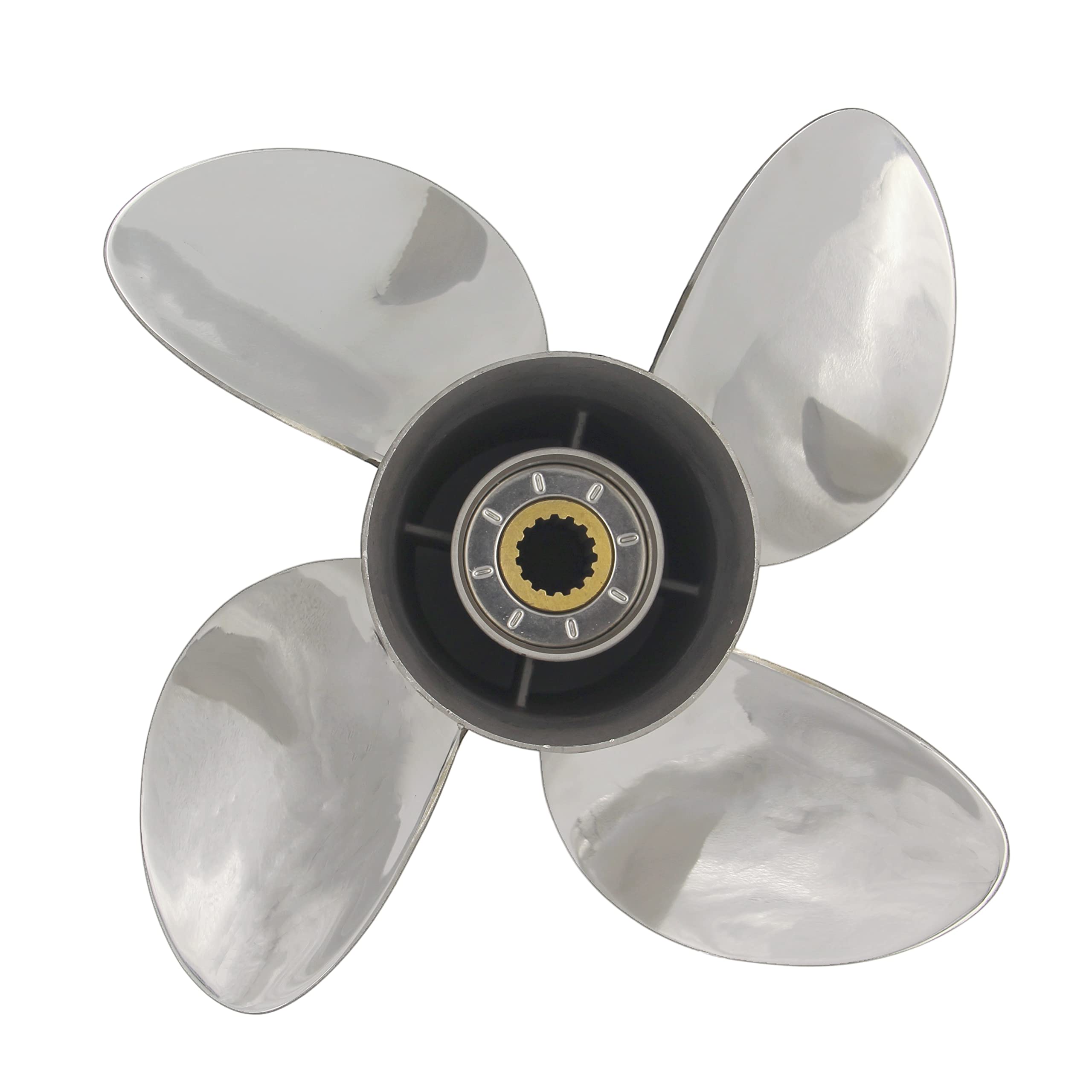 Barca Elica 13x19 per Fuoribordo Suzuki 60-300HP 4 Pale Acciaio Inox 15 Denti