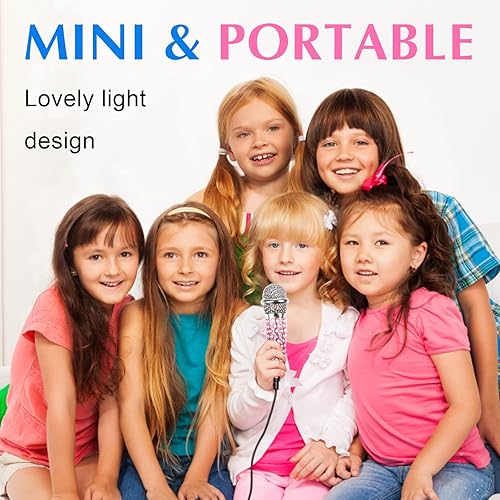 Miniatura 6 de 5 mini micrófonos portátiles de instrumento vocal para teléfono micrófono de karaoke Asmr con 5 calcomanías de diamantes de imitación conector de