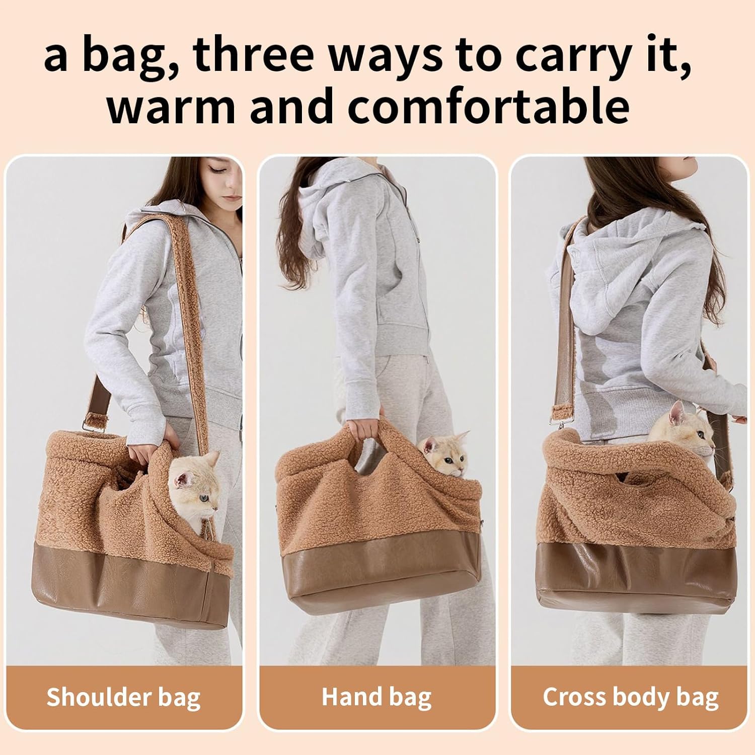 Comfortable Pet Sling, Warm Dog Travel Bag, Safety Harness Feature with Adjustable Strap, Waterproof Shoulder Carrier, Small Medium Dog Carrier for Outdoor Walking and Shopping 15.75x8.66x12.99 Inches