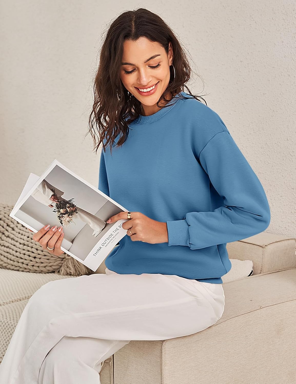 Flygo Women's Winter Fleece Sherpa Lined Sweatshirt Crewneck Pullover Long Sleeve Thermal Warm Thick Heavyweight Tops - Image 5