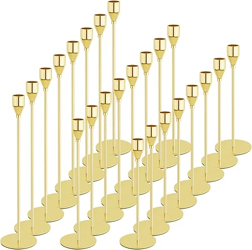 Miniatura 25 de Juego de 36 portavelas negros para velas cónicas, portavelas decorativos a granel, portavelas cónicos para centro de mesa, boda, comedor, fiesta