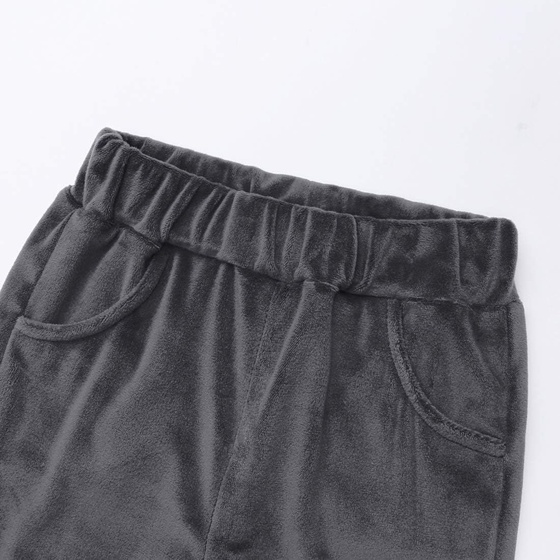 Boys Girls Velvet Hooded Tracksuit Sweatshirt Top + Sweatpants Hoodie Outfit Set - Image 4