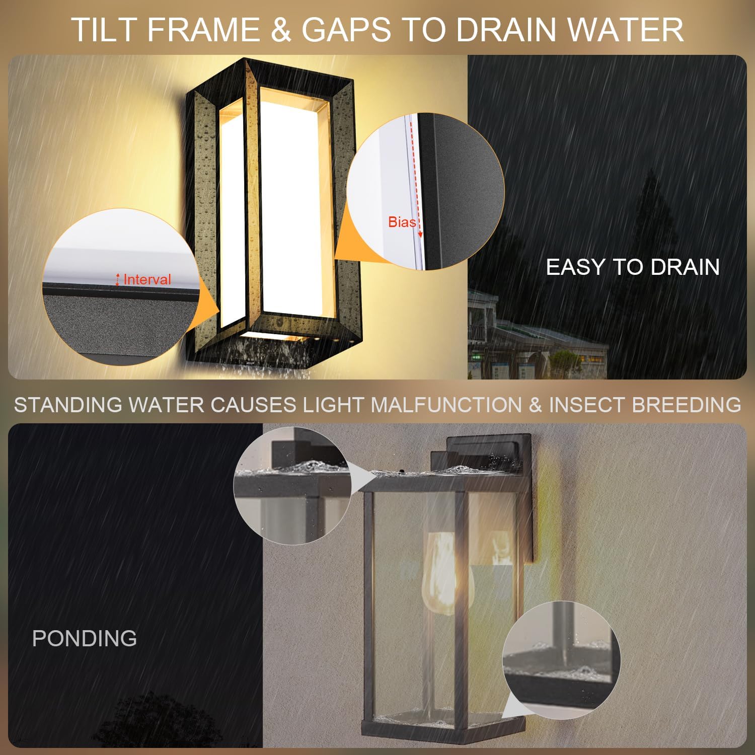 An outdoor wall light securely mounted on a textured wall, demonstrating stable installation.