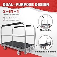 Vista 2 de Camión de panel resistente 2 en 1, carrito de plataforma de 42 x 24 pulgadas con alfombrilla de goma y 3 pasamanos, carrito de madera y paneles