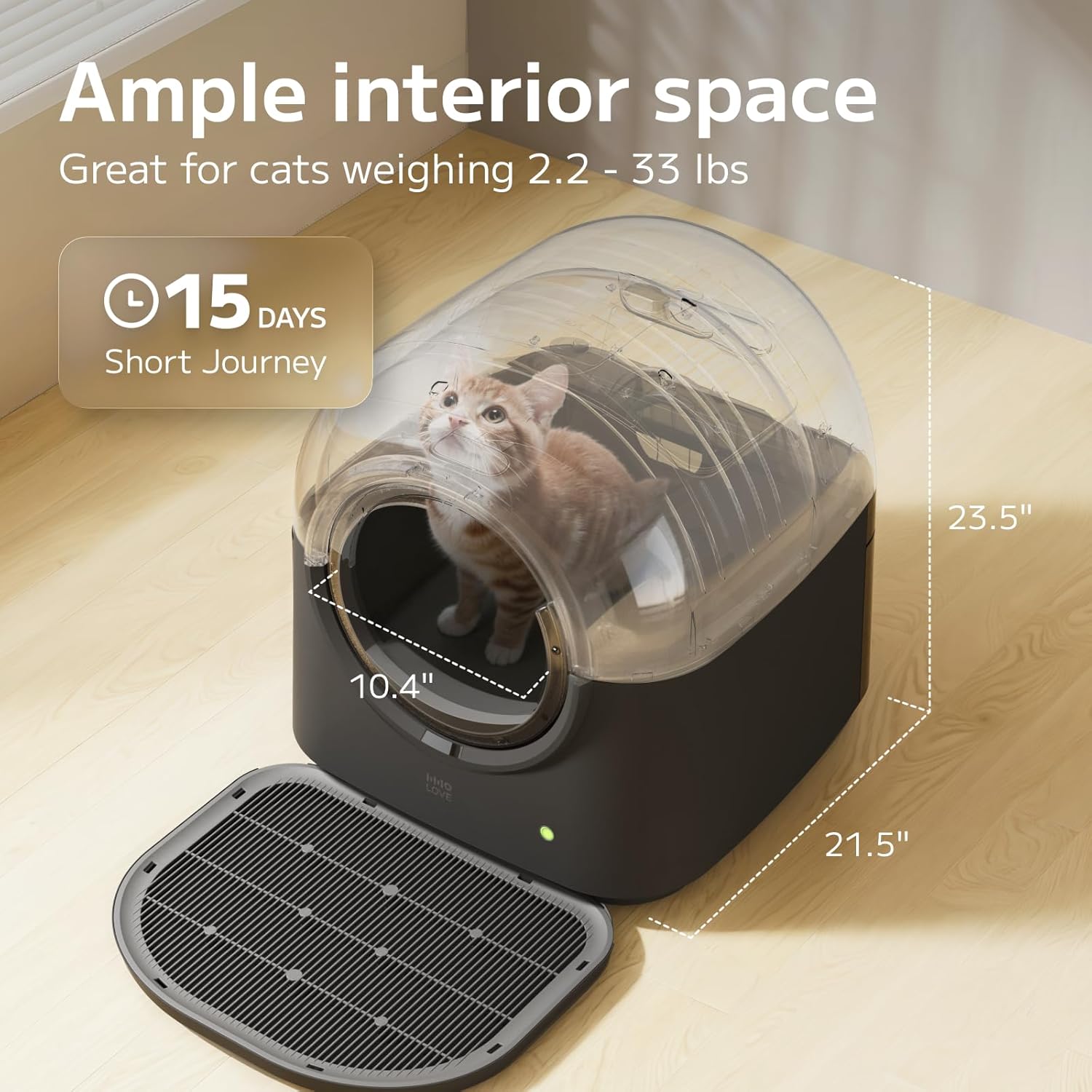 Self Cleaning Cat Litter Box Automatic HHOLOVE with 360 Safety Sensors, Odor Control, Real-Time Health & Weight Monitor, Ultra-Quiet, 60L Large Capacity for Multiple Cats, 2026 Ver. Midnight Grey