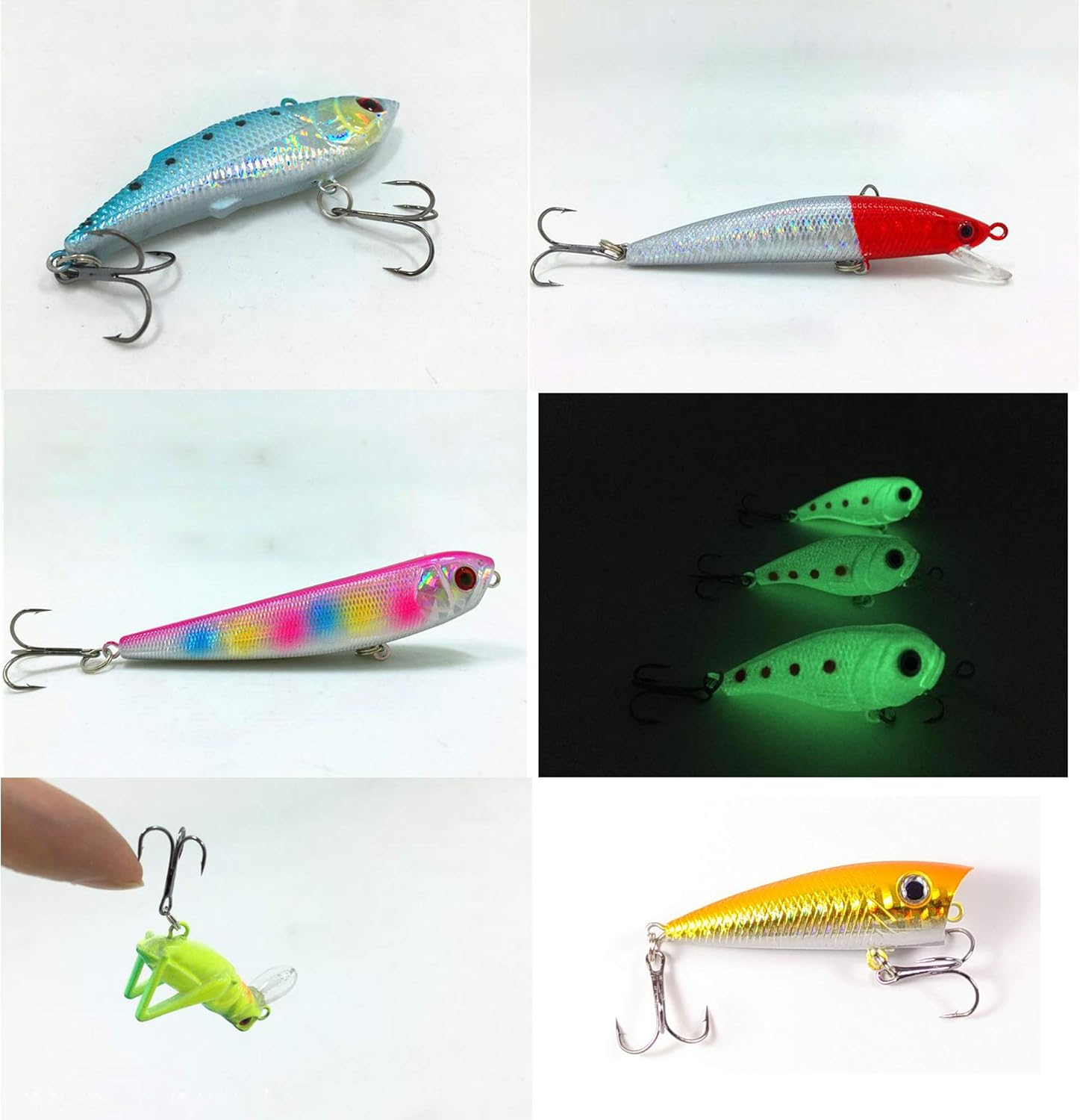 Fishing Lures Lot with Tackle Box,AGadget 204PCS/Lot Fishing Tackle Hard Soft Plastic Fishing Lures Freshwater Saltwater Fishing Kit Crankbait Minnow VIB Frog Lures Jighead Spoonbait Shrimp More