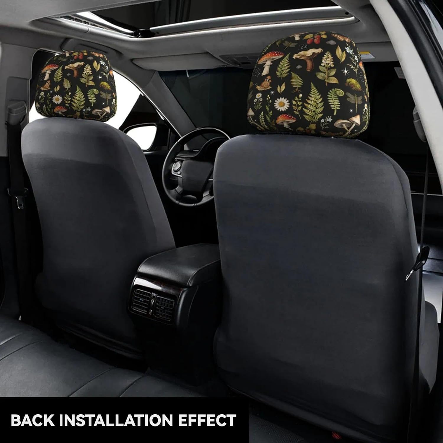 Yobvec Mushroom Car Seat Headrest Covers Universal Size, Soft Breathable Mushroom Car Accessories