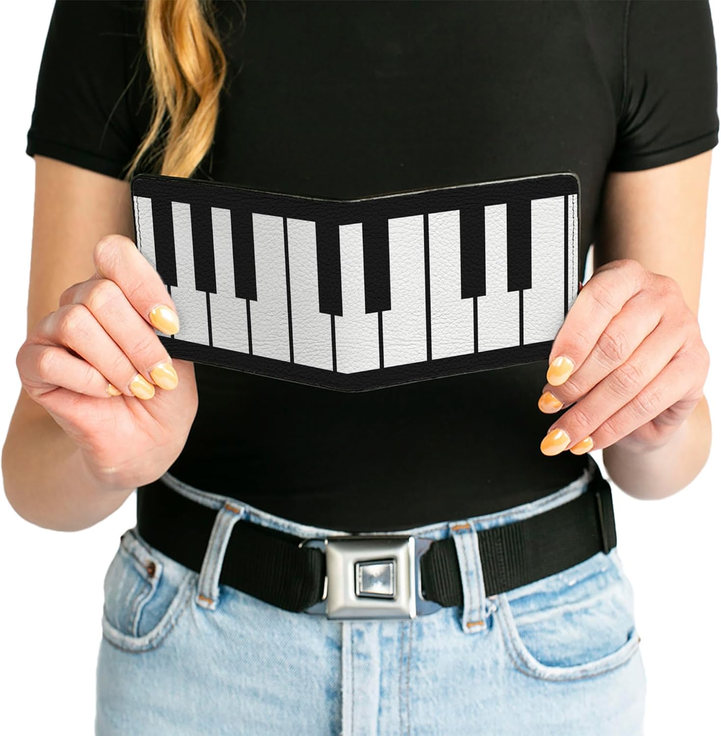 Buckle-Down Men's PU Bifold Wallet-Piano Keys, Multicolor, 4.0" x 3.5" - Image 6