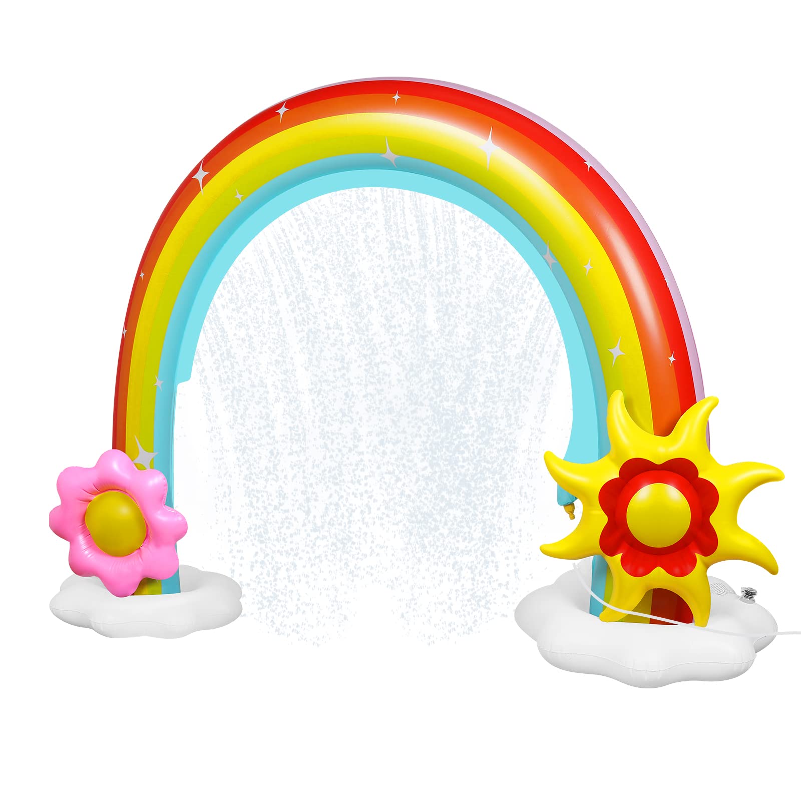 Anpro Inflatable Rainbow Sprinkler for Kids - Kids Summer Outdoor Lawn Toy with Water Sprinkler, Outdoor Fun Play Toy Summer Activities Backyard Yard Lawn Game for Toddlers Boys Girls