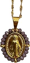 Mulberry Miraculous Virgin Necklace - Gold Plated Stainless Steel Braided Chain - An ideal gift for any occasion.