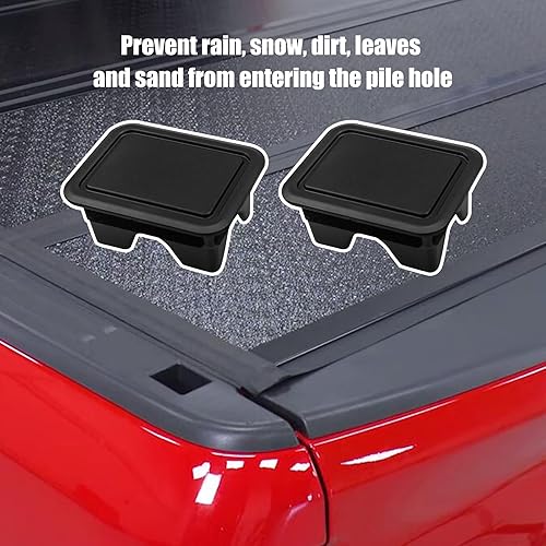 Miniatura 5 de Tapas de riel de cama para Dodge Ram 1500 2500 2019 2020 2021 fundas de bolsillo de estaca 2 paquetes de tapones para agujeros de caja de camión