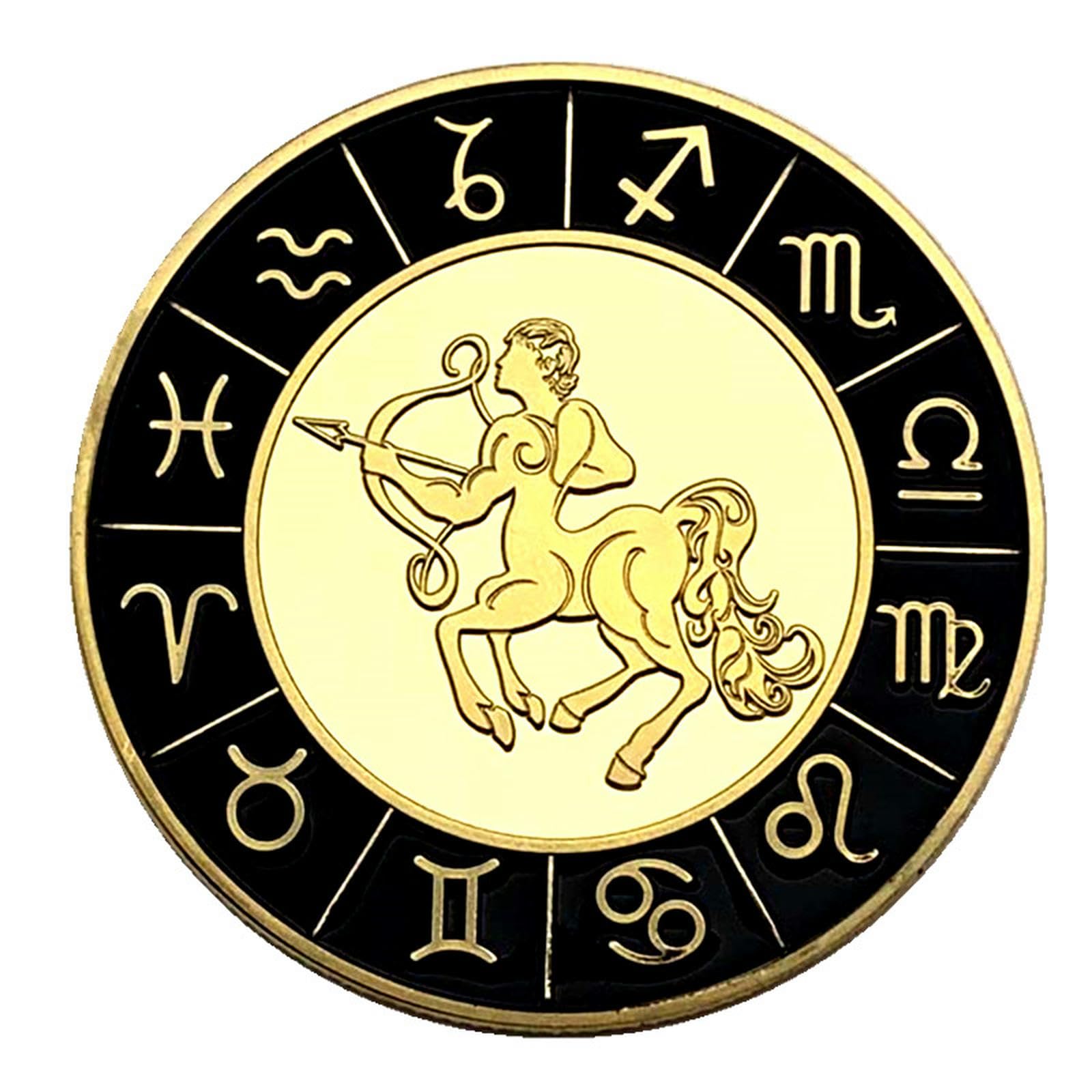 Signos del Zodíaco Color Diamante Chapado en Oro Moneda Conmemorativa Colección de Artesanías de Monedas - 12 Piezas combinación