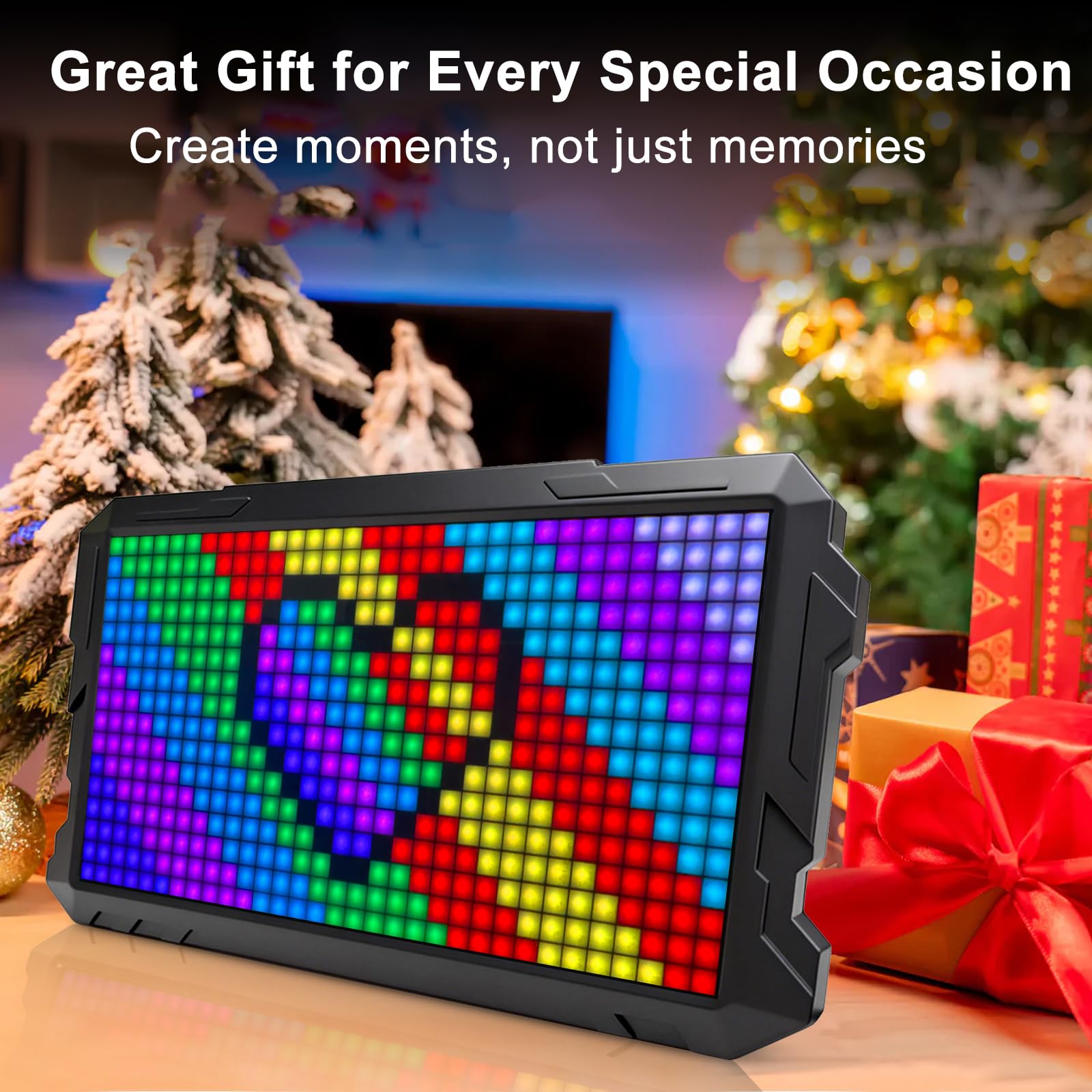 Pixel Art Display 16 x 32 RGB, pantalla de reloj despertador inteligente, marco de señal LED de píxeles de animación, panel digital programable, control de aplicación Bluetooth, regalo de Navidad para