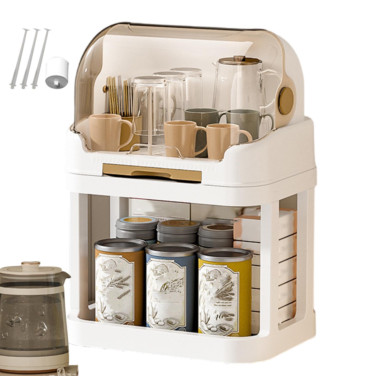 Contenedor para secar botellas con escurridor, estante para secar botellas a prueba de polvo para niños pequeños - Caja escurridora para contenedores de botellas con tapa,Contenedor de caja de cubiert