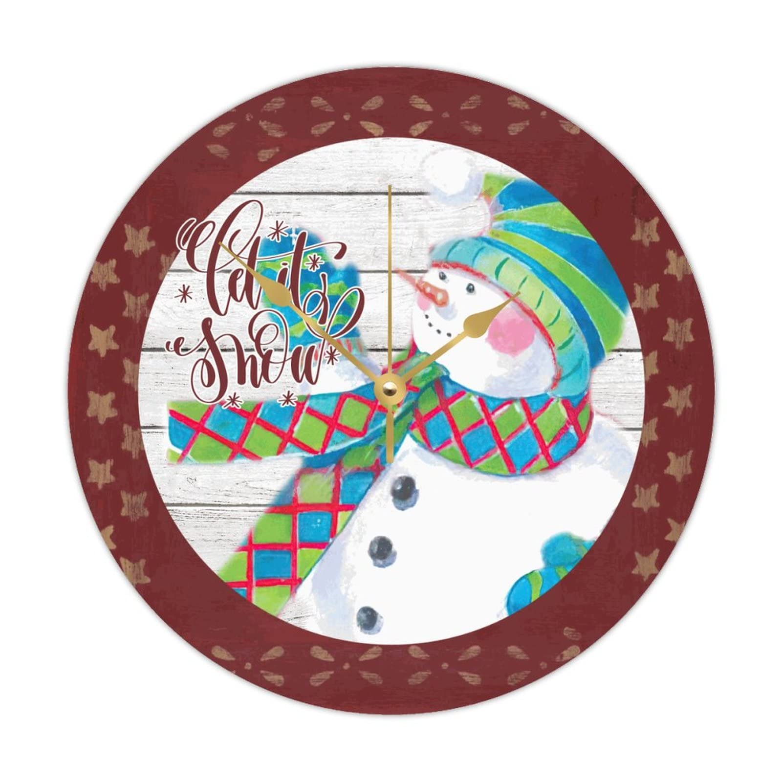 Horloge murale ronde en bois pour décoration de Noël chaleureuse en famille