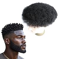 Vista 20 de AfroToupee para hombres - Pelucas afroamericanas, 360 ondas, unidad de cabello masculino, tejido de 6MM, tupé afro para hombres, cabello humano, 8 x
