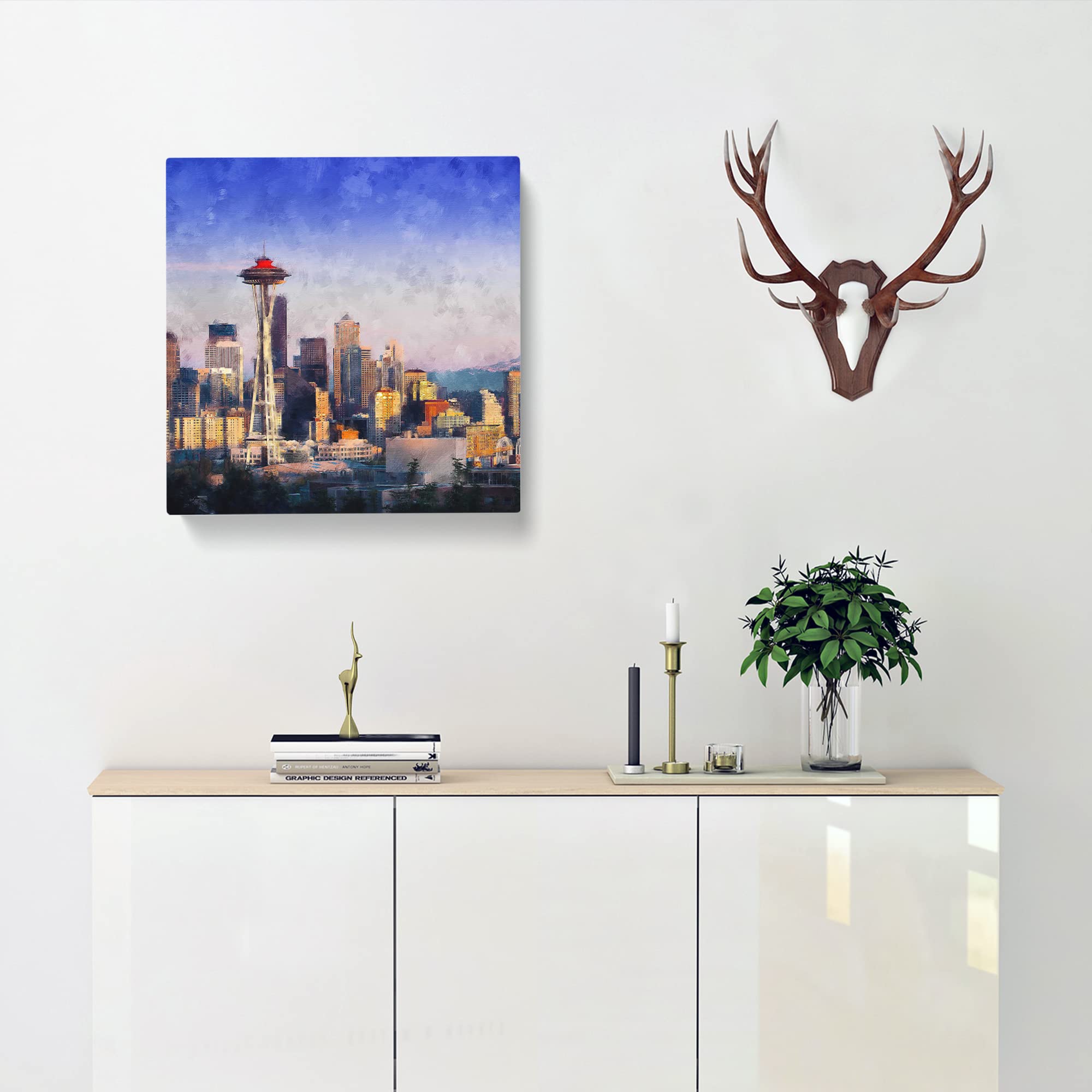 Seattle Skyline Canvas Print, Mixed, 35L x 35W cm - Image 2