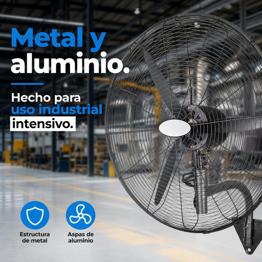 Ventilador de Pared Industrial 280W, 3 Velocidades, Diámetro 81cm