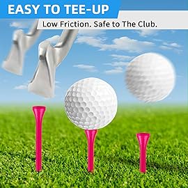 MYKUJA Golf Tees Bamboo 2-3/4 Long Golf Tees 100 Pack, Pink Golf Accessories for Women