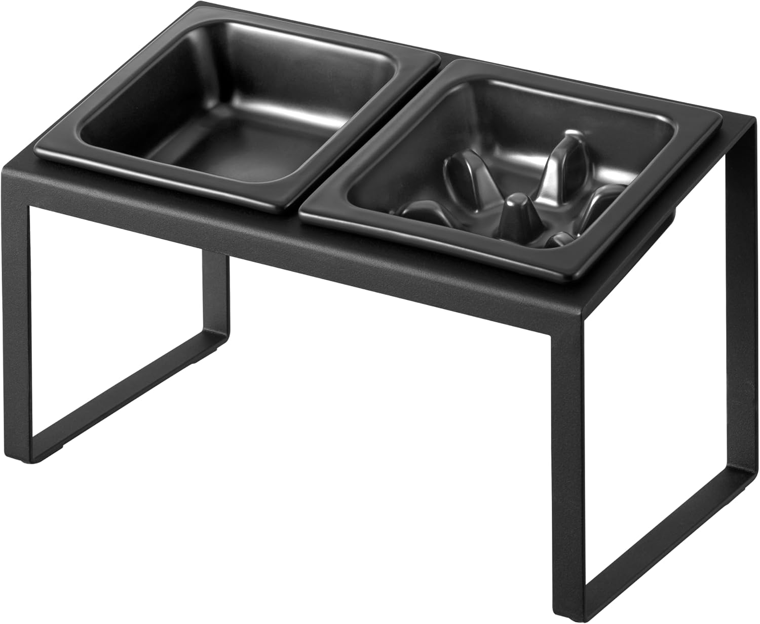 Yamazaki 10242 Pet Food Bowl Stand Set, Diagonal High Type, Black, Body: W11.4 x D6.1 x H6.9 inches (W29 x D15.5 x H17.6 cm), Tower, Easy to Eat, Pet Tableware